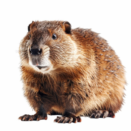 Beaver, isolated on white backgroundの写真素材