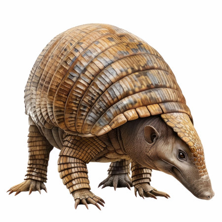 3D digital render of an armadillo isolated on white backgroundの写真素材