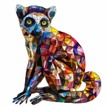 Low poly lemur. Polygonal lemur. Vector illustration