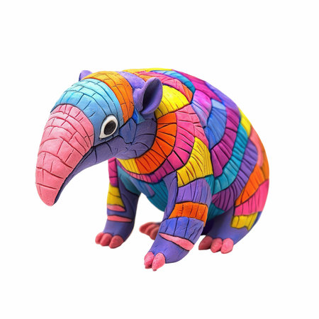 Plasticine colorful elephant isolated on white background with clipping path.の写真素材