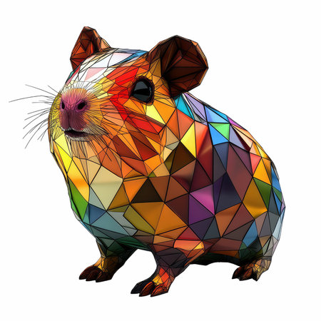 Colorful guinea pig isolated on white background. Polygonal style.の写真素材
