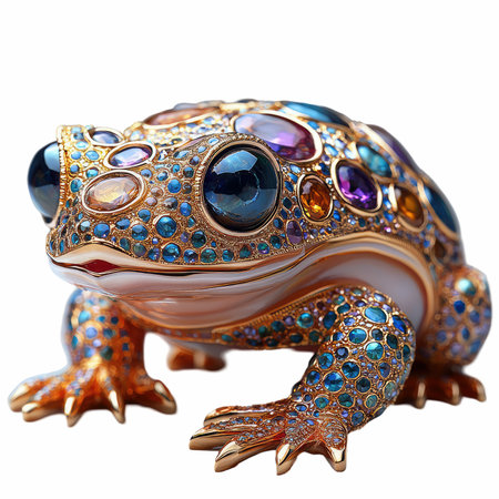 Jewelry frog. Isolated on white background. Clipping path included.の写真素材