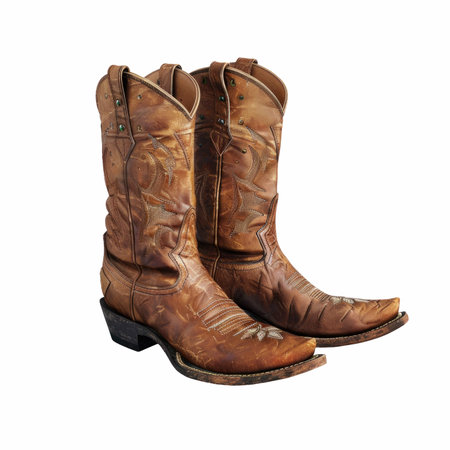 Cowboy boots isolated on white background. 3d rendering. Clipping path included.