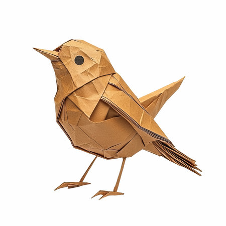 Bird made of paper isolated on white background. 3d illustration.の写真素材