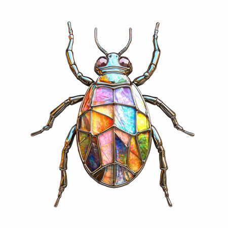 Colorful glass bug isolated on white background. Watercolor illustration.の写真素材