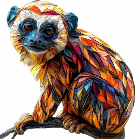 Low poly lemur monkey vector illustration. Low poly lemur monkey