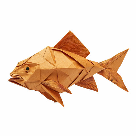 Paper fish isolated on white background. Origami fish.の写真素材