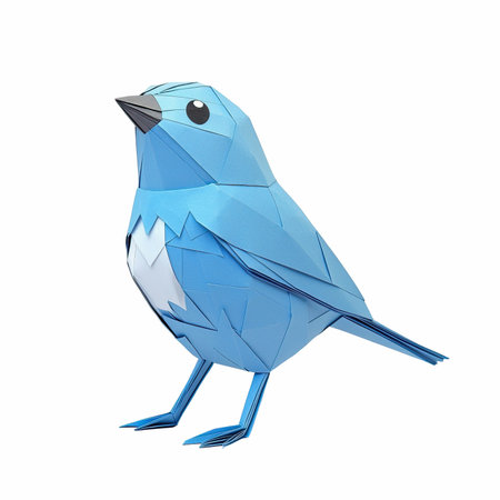 Blue bird isolated on a white background. 3d rendering, 3d illustration.の写真素材