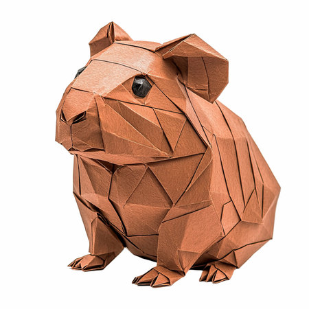 Origami paper guinea pig isolated on white background with clipping pathの写真素材