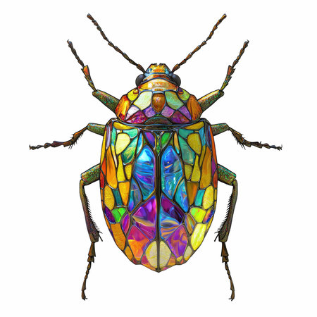 Colorful beetle isolated on white background. 3d rendering, illustration.の写真素材