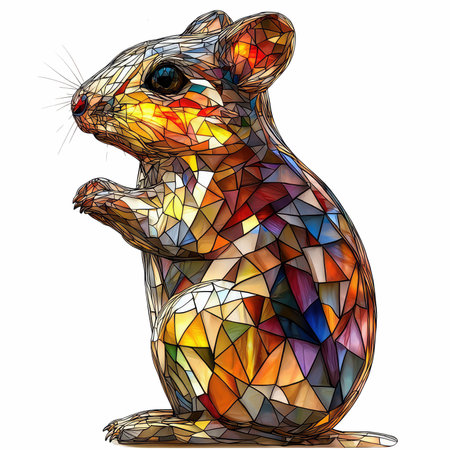 Illustration of a hamster in the style of stained glass.の写真素材