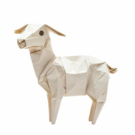 Paper origami animal isolated on white background with clipping path.の写真素材