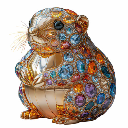 Jewelry Rat. Isolated on white background. 3d illustration.の写真素材