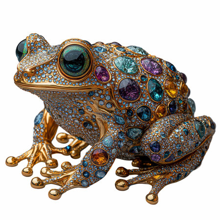 3D rendering of a toad with jewels isolated on white backgroundの写真素材