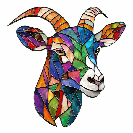 Illustration in stained glass style with an animal. Vector illustration.の写真素材