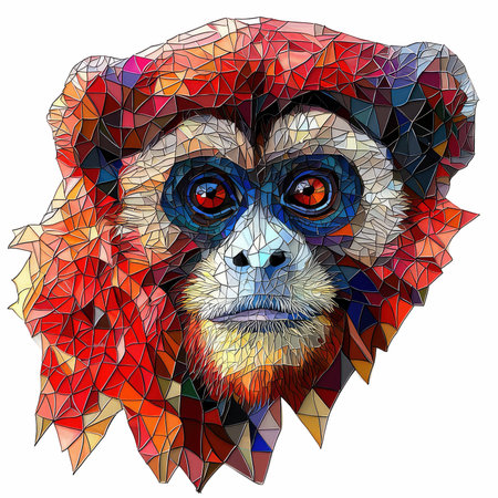 Low poly portrait of a monkey. Polygonal vector illustration.の写真素材