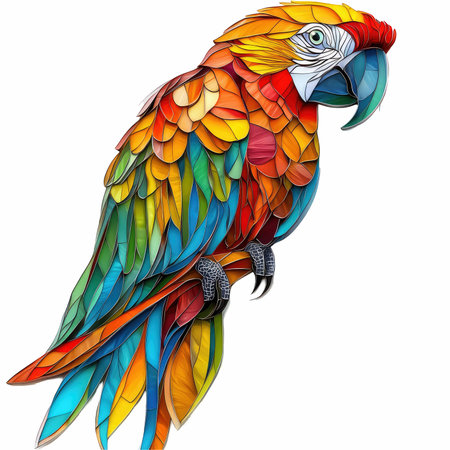 Colorful macaw parrot isolated on white background. Vector illustration.の写真素材