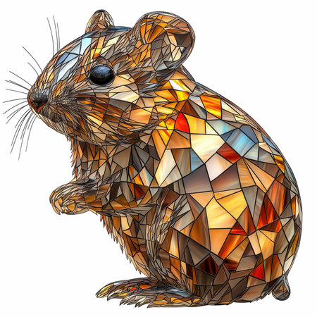 Illustration of a hamster in the style of stained glass.の写真素材