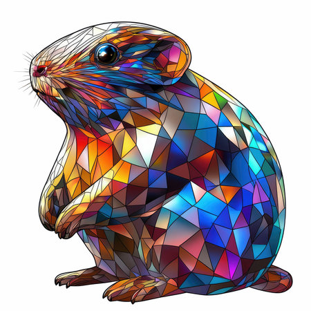 Illustration of a hamster in the style of stained glass.の写真素材