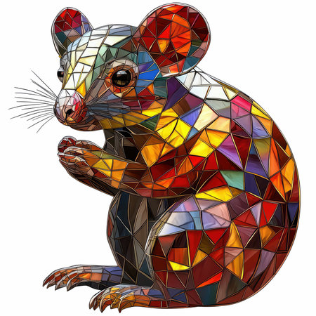 Colorful rat in the style of stained glass. Vector illustration.の写真素材