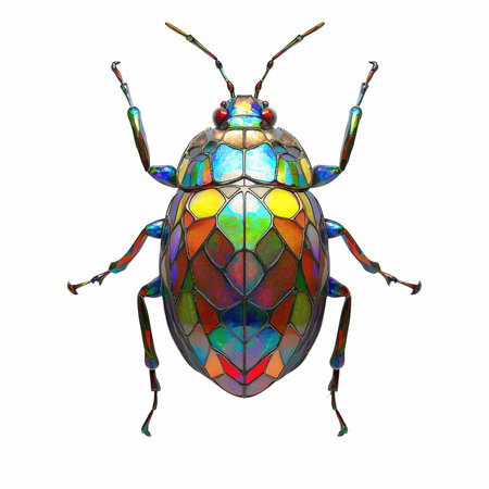 Colorful bug isolated on white background. 3D rendering. Computer digital drawing.