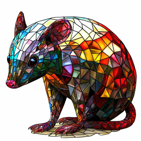Illustration in stained glass style with abstract tasmanian ratの写真素材