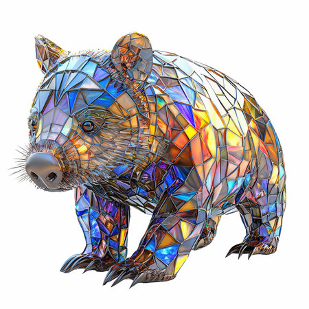 Abstract polygonal bear isolated on white background. 3d renderingの写真素材