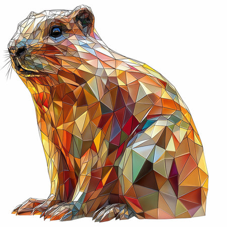 Polygonal beaver isolated on white background. Vector illustration.の写真素材