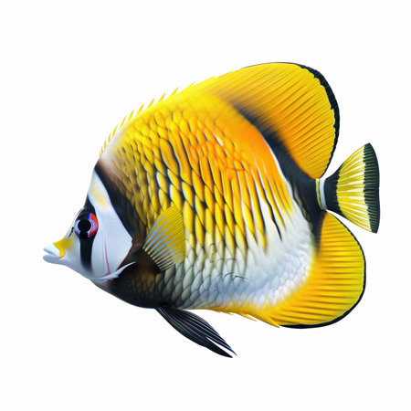 3D digital render of a butterflyfish isolated on white background with clipping path