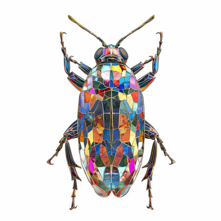 Stained glass bug isolated on white background. 3D illustration.の写真素材