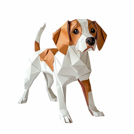 Low poly illustration of a beagle dog isolated on white background.の写真素材