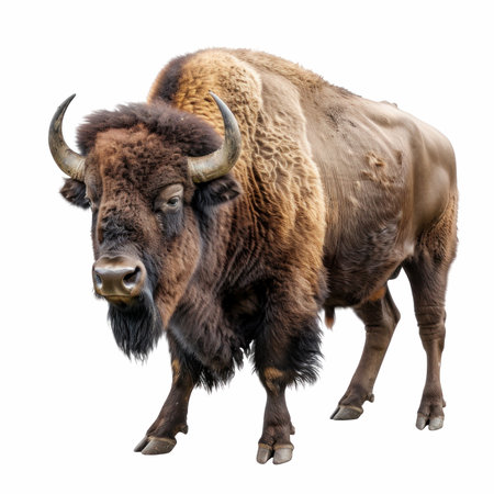 European bison (Bison bonasus) isolated on white backgroundの写真素材