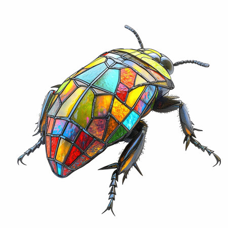 3D rendering of a colorful beetle isolated on white background. Computer digital drawing.の写真素材