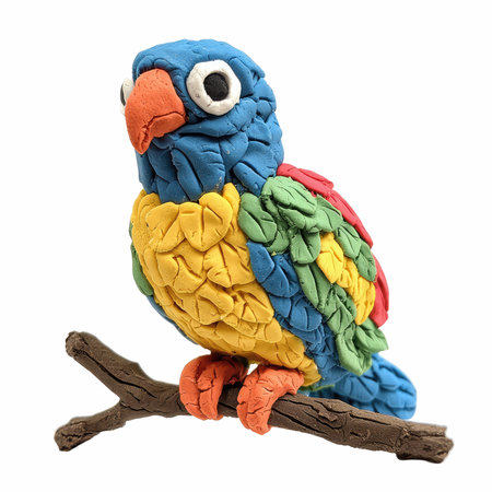 toy parrot isolated on white background, clipping path included.の写真素材