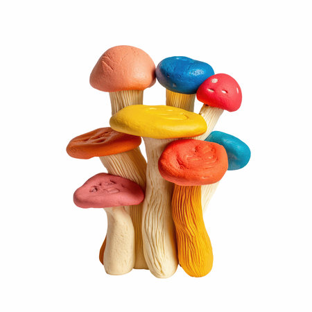 Colorful mushrooms isolated on white background. Clipping path included.の写真素材