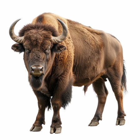 European bison isolated on white background.の写真素材