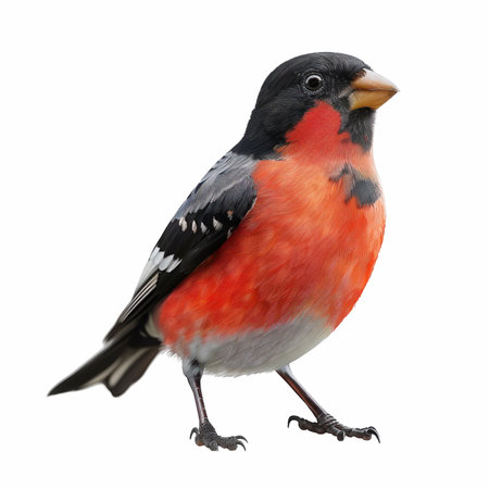 Red-bellied bullfinch, Pyrrhula pyrrhula, isolated on white backgroundの写真素材