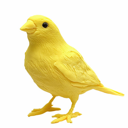 yellow bird isolated on a white background. 3d render, clipping pathの写真素材