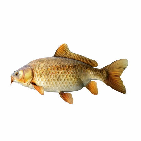 3D digital render of a carp isolated on white background with clipping pathの写真素材