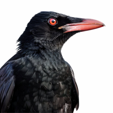 Close up of a Black Raven (Corvus corax)の写真素材