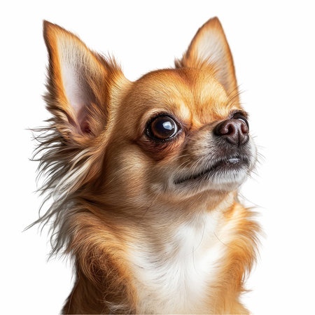 Close-up of a Chihuahua, isolated on whiteの写真素材