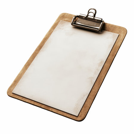 Clipboard with paper on a white background. 3d renderingの写真素材