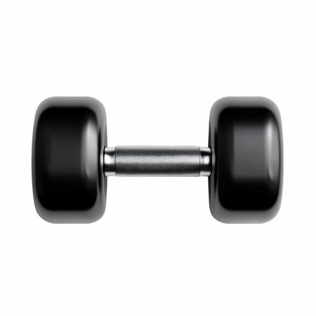 This cute black dumbbell features soft rounded weights, perfect for comfortable workouts and enhancing fitness routines at home or in the gym.の写真素材
