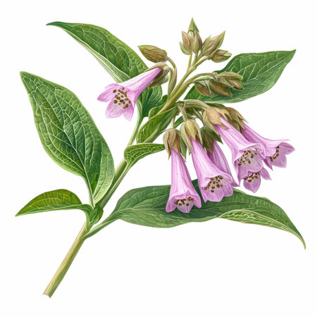 Digital illustration of a common foxglove (Pisum officinale).の写真素材