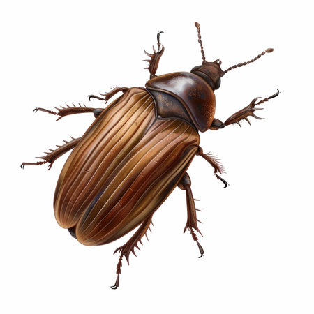 3D digital render of a roach beetle isolated on white backgroundの写真素材
