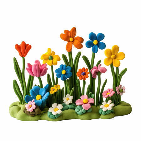 spring flowers isolated on white background with clipping path. 3d illustrationの写真素材