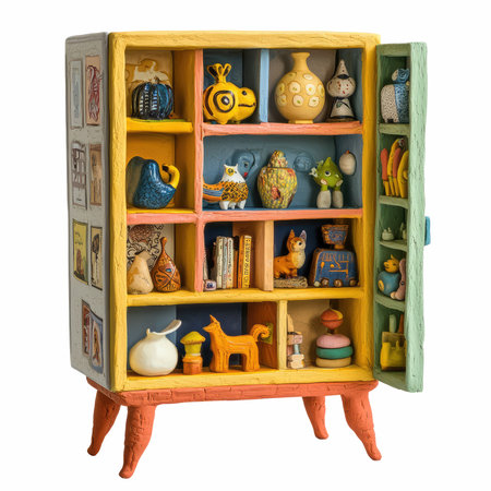 Antique wooden cabinet isolated on white background. Clipping path included.の写真素材