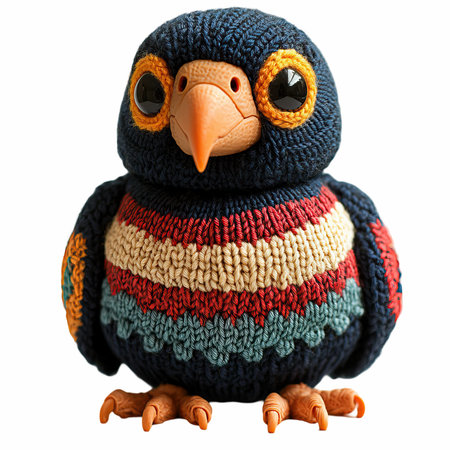 Knitted penguin isolated on white background. Clipping path included.の写真素材