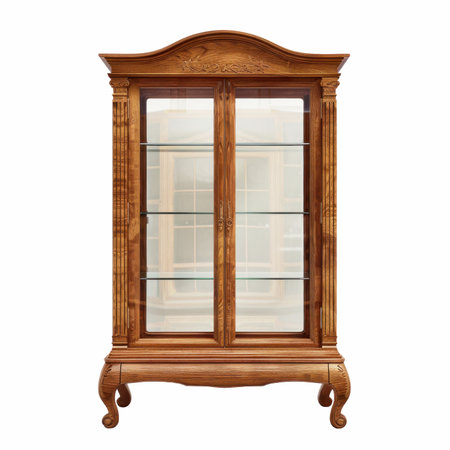 Wooden cabinet isolated on white background. Clipping path included.の写真素材