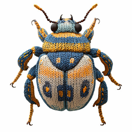 Knitted beetle isolated on white background with clipping path. 3d illustration.の写真素材